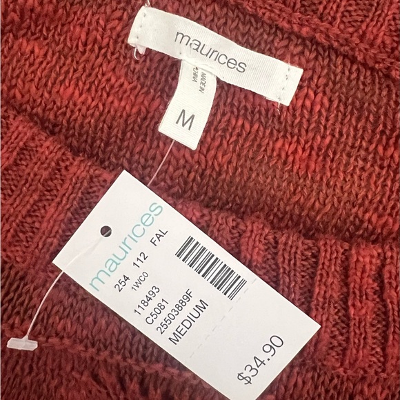Maurices rust brown 100% cotton pullover sweater size M - Picture 6 of 6